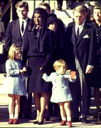 Jackie Kennedy with her children during the funeral ceremony for John F. Kennedy, Washington, November 25, 1963. (AP Photo)