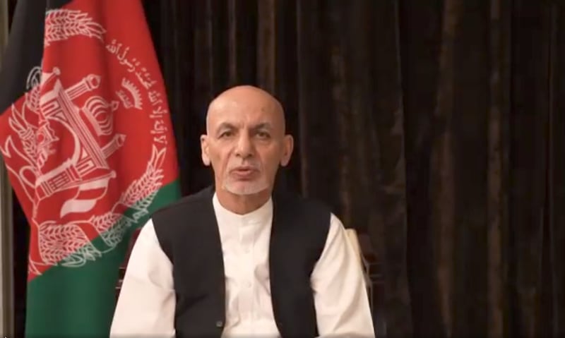 Afghan President Ashraf Ghani on his first video address since Taliban takeover. Facebook