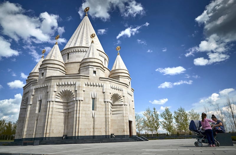 AKNALICH, ARMENIA - APRIL 14: The worldÕs largest Yazidi Temple Ð Quba Mere Diwane on April 14, 2021 in Aknalich, Armenia. Photo by Kiran Ridley