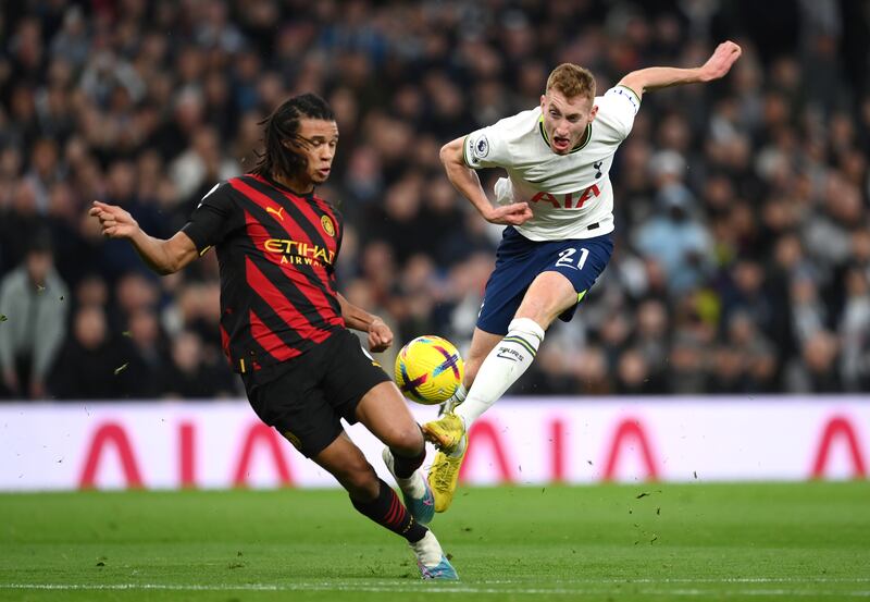 Dejan Kulusevski 8: Always an attacking threat and remains crucial to Spurs as they aim to reignite top-four bid. Fancied his chances on counter against City’s defence. Getty