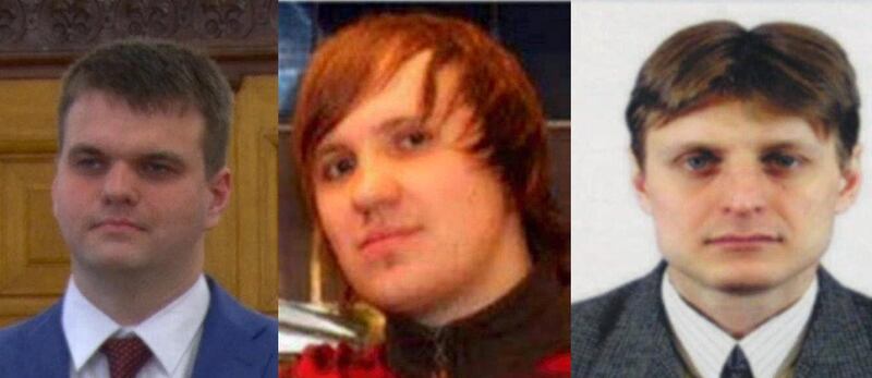 Dmitry Dokuchayev, Alexey Belan and Igor Sushchin. Courtesy FBI