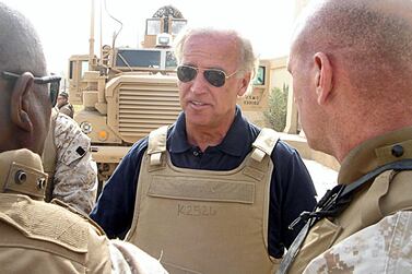 Joe Biden in Ramadi, Iraq, in 2007. Photo by HO / Joe Biden / AFP