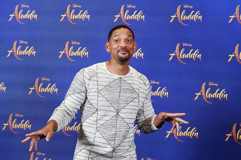 Smith jokes around at the photo call in London. Aladdin is released across UK theaters on 22 May.  EPA.