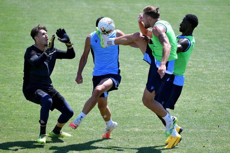 Lazio players during training. Getty