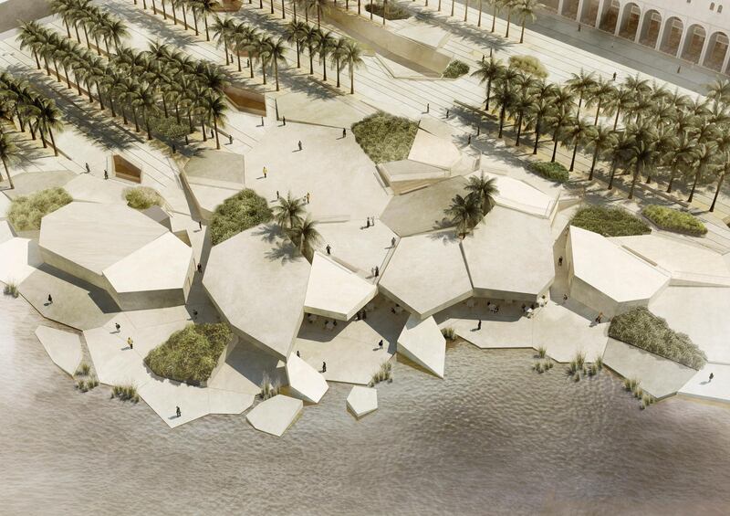 An artist rendering of Qasr Al Hosn fort and surrounding area.
( Provided by the Abu Dhabi Tourism and Culture Authority ) *** Local Caption ***  on07mr-qasr-13.jpg
