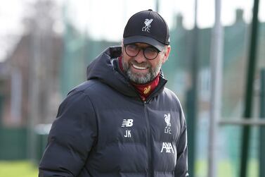 Jurgen Klopp during a training session at Melwood training ground. Getty Images