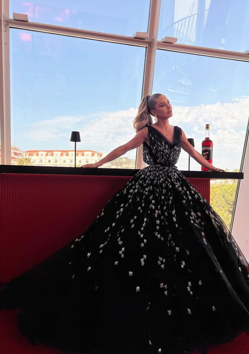 Maja Malnar chose this dramatic beaded black tulle gown with a full skirt. Photo: Rami Al Ali