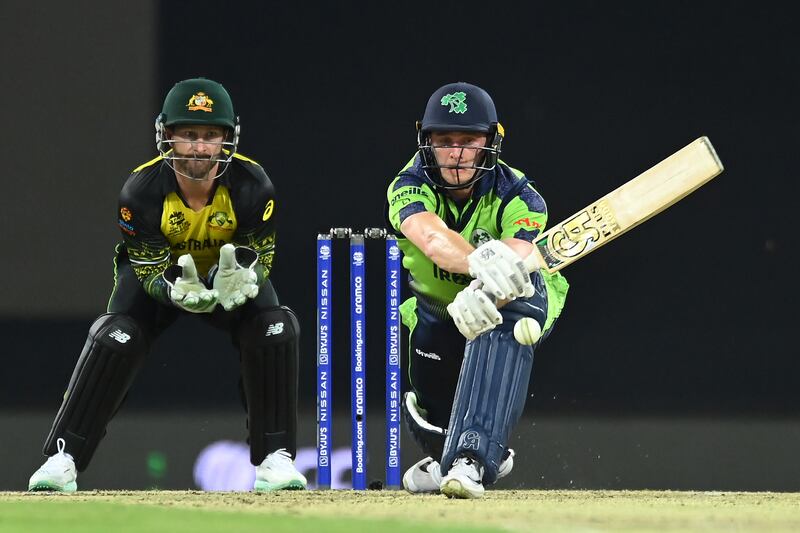 Lorcan Tucker of Ireland plays a sweep. Getty