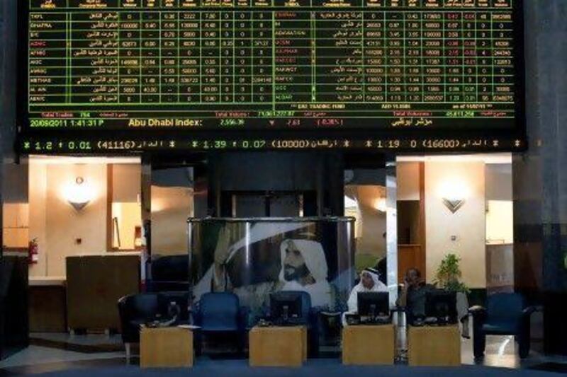 The Abu Dhabi Securities Exchange General Index slipped 0.1 per cent last week to 2,533.41 points. Lee Hoagland / The National