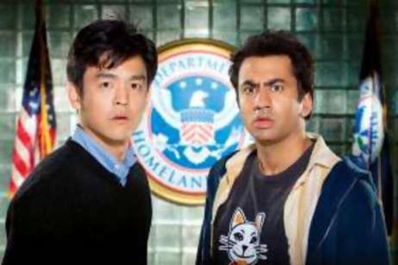 Film still from 'Harold And Kumar Escape From Guantanamo Bay' (2008), featuring  John Cho (left) and Kal Penn. New Line/Rex Features

REF al24cinemaGUANTANAMO 24/07/08

