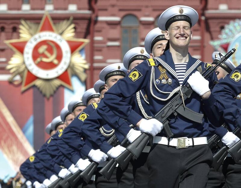 Russian servicemen march during the Victory Day parade, marking the 71st anniversary of the victory over Nazi Germany in the Second World War, at Red Square in Moscow, Russia, May 9, 2016. Grigory Dukor/Reuters