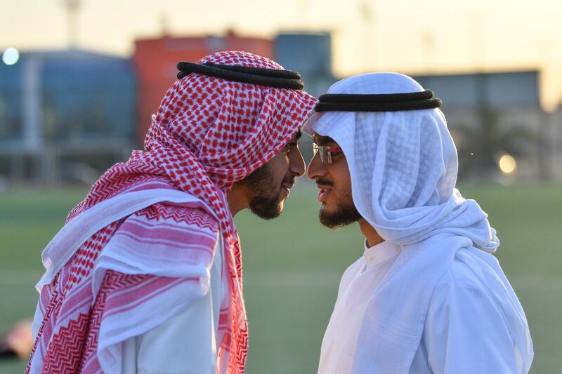 Kuwait Muslims greet each other after attending a morning prayer session to celebrate Eid Al Fitr, which marks the end of Ramadan in Kuwait City, Kuwait.  EPA