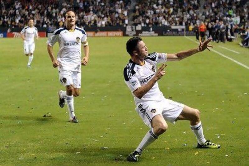 Robbie Keane claims his move to LA Galaxy was a 'dream come true' as he celebrates his goal in his debut game against San Jose Earthquakes last week in style.