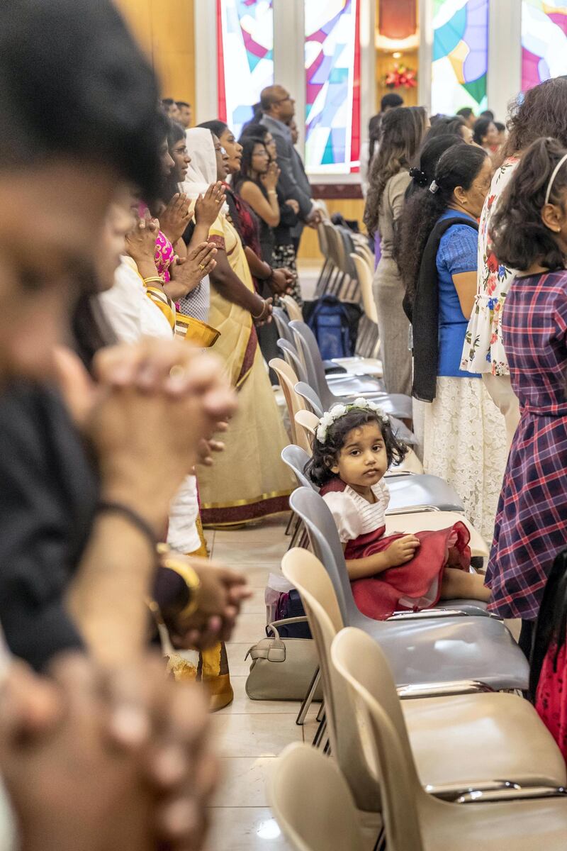 DUBAI, UNITED ARAB EMIRATES. 25 DECEMBER 2018. Coverage of Christmas Day Mass at St Francis Church in Jebel Ali. The Sri Lankan Mass service. (Photo: Antonie Robertson/The National) Journalist: Patrick Ryan. Section: National.