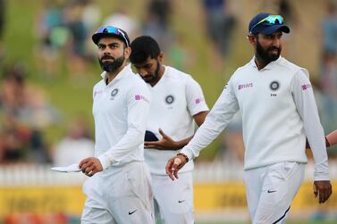 Cricket - New Zealand v India - First Test - Basin Reserve, Wellington, New Zealand - February 22, 2020 India's Virat Kohli after the match with teammates REUTERS/Martin Hunter