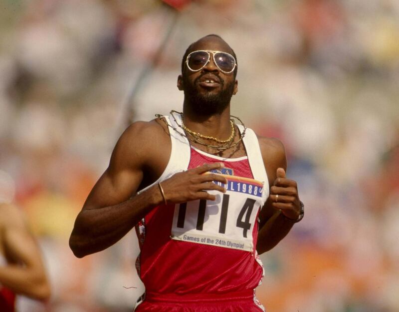 17 Sep-2 Oct 1988:  Ed Moses of the USA in action during the Mens 400 metres Hurdles event of the 1988 Olympic Games at the Olympic Stadium in Seoul, South Korea. Moses won the bronze medal. \ Mandatory Credit: Bob  Martin/Allsport/Getty Images