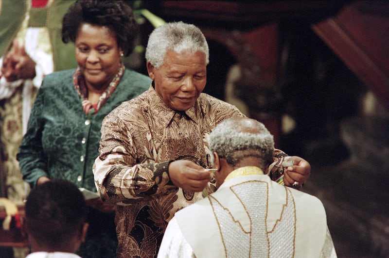 On June 23, 1996, South African leader Nelson Mandela bestowed the Order of Meritorious Service on Desmond Tutu at a farewell service at St George's Cathedral in Cape Town. Described as the country's moral compass, Tutu died on December 26, 2021, aged 90. AFP