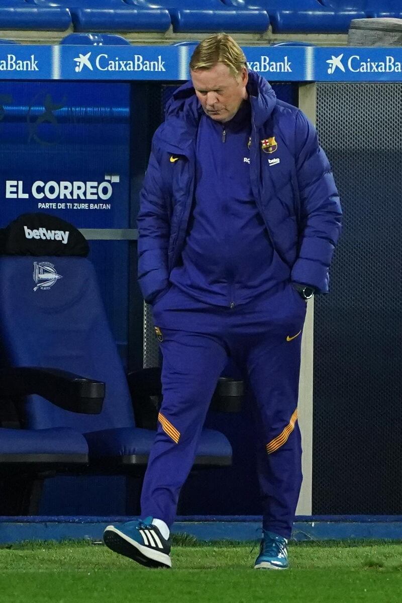 Barcelona coach Ronald Koeman walks on the touchline. AFP