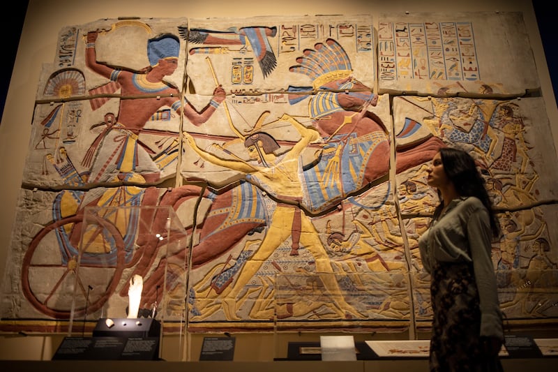 The exhibition explores how the Rosetta Stone helped academics to decipher Egyptian hieroglyphics in 1822. EPA