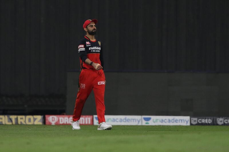 Virat Kohli of captain of Royal Challengers Bangalore after lost the eliminator match of season 13 of the Dream 11 Indian Premier League (IPL) between the Sunrisers Hyderabad and the Royal Challengers Bangalore at the Sheikh Zayed Stadium, Abu Dhabi  in the United Arab Emirates on the 6th November 2020.  Photo by: Pankaj Nangia  / Sportzpics for BCCI