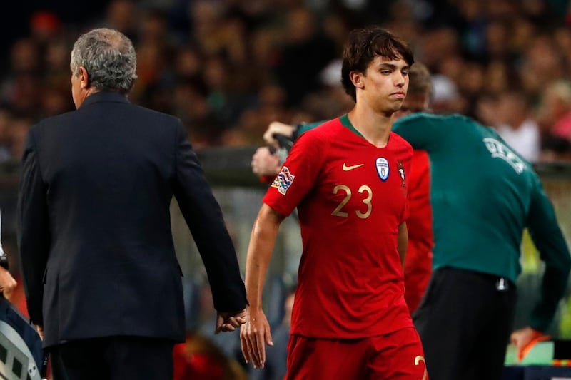 Portugal's Joao Felix leaves the field after he is substituted by Portugal's Goncalo Guedes during the UEFA Nations League semifinal. AP Photo