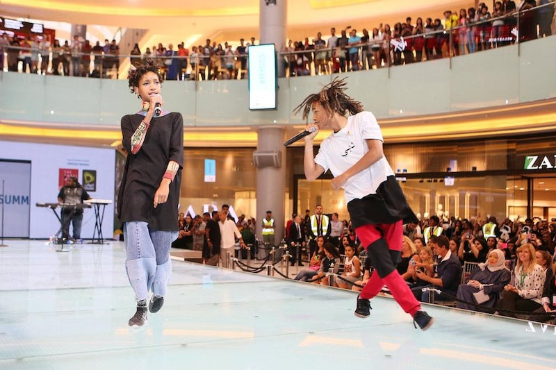  Willow and Jaden Smith perform at the Dubai Mall. Sarah Dea / The National