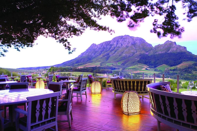 The deck of Delaire Graff restaurant in Stellenbosch, South Africa. Stellenbosch is one of two of the country’s emerging foodie regions situated just outside of Cape Town, which is also leading the culinary revolution. Courtesy Delaire Graff Estate

