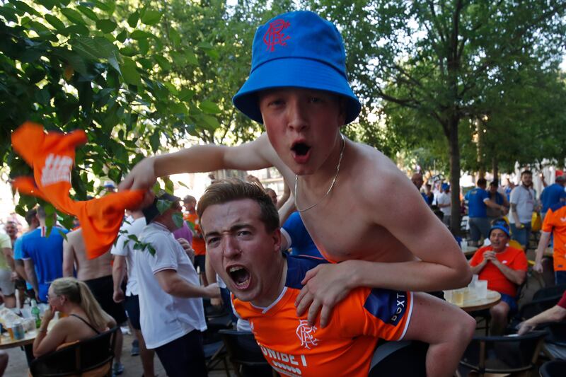 Glasgow Rangers in downtown Seville. AP