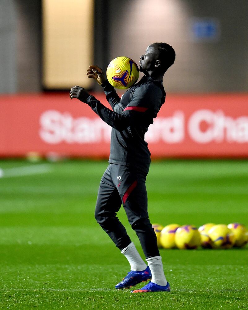 KIRKBY, ENGLAND - DECEMBER 11: (THE SUN OUT, THE SUN ON SUNDAY OUT) Sadio Mane of Liverpool during a training session at AXA Training Centre on December 11, 2020 in Kirkby, England. (Photo by Andrew Powell/Liverpool FC via Getty Images)