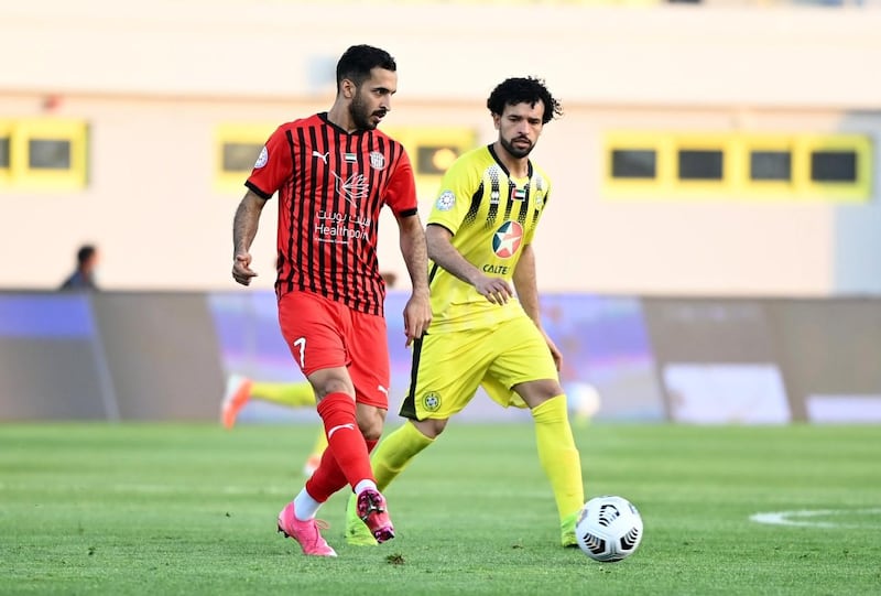 Ali Mabkhout, left, has scored 14 Arabian Gulf League goals for Al Jazira so far this season. Courtesy Arabian Gulf League