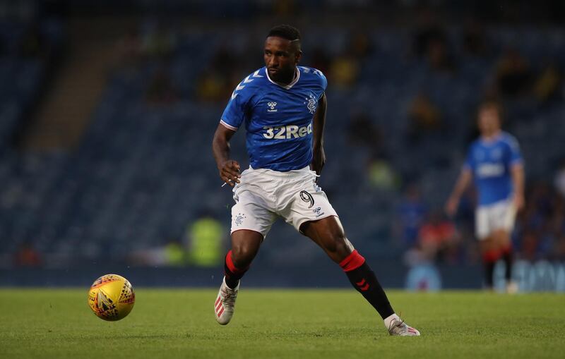 GLASGOW, SCOTLAND - JULY 25: Jermin Defoe of Rangers controls the ball during the Europa League Second Qualifying round first leg match between Rangers and Progres Niederkorn at Ibrox Stadium on July 25, 2019 in Glasgow, Scotland. (Photo by Ian MacNicol/Getty Images)
