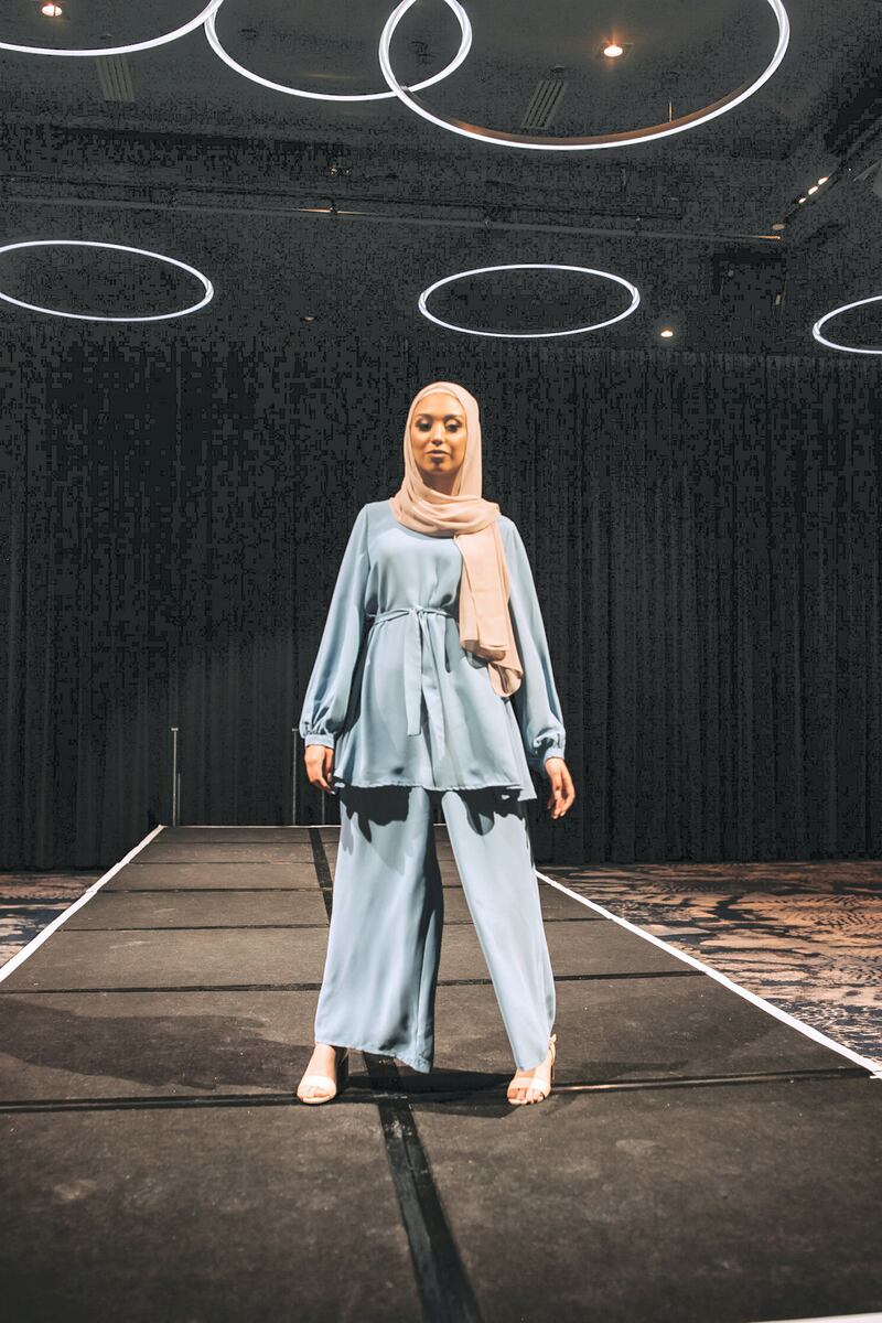 An outfit by Mary Mak, presented at a digital modestwear runway show during Melbourne Fashion Week. Photo courtesy Modest Fashion Runways 