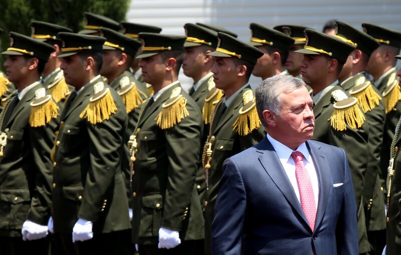 King Abdullah inspects the honour guard. Alaa Badarneh / EPA