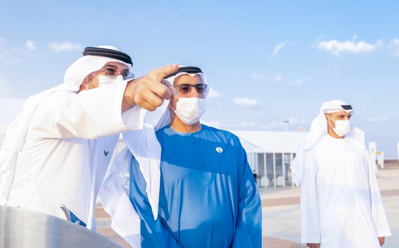 *** GENERAL CAPTION ***
ALDHAFRA - RUWIAS, UNITED ARAB EMIRATES -January 06, 2021: HH Sheikh Hamdan bin Zayed Al Nahyan, Ruler’s Representative in Al Dhafra Region (), attends Etihad Rails project at Ruwais.

( Rashed Al Mansoori / Ministry of Presidential Affairs )
---