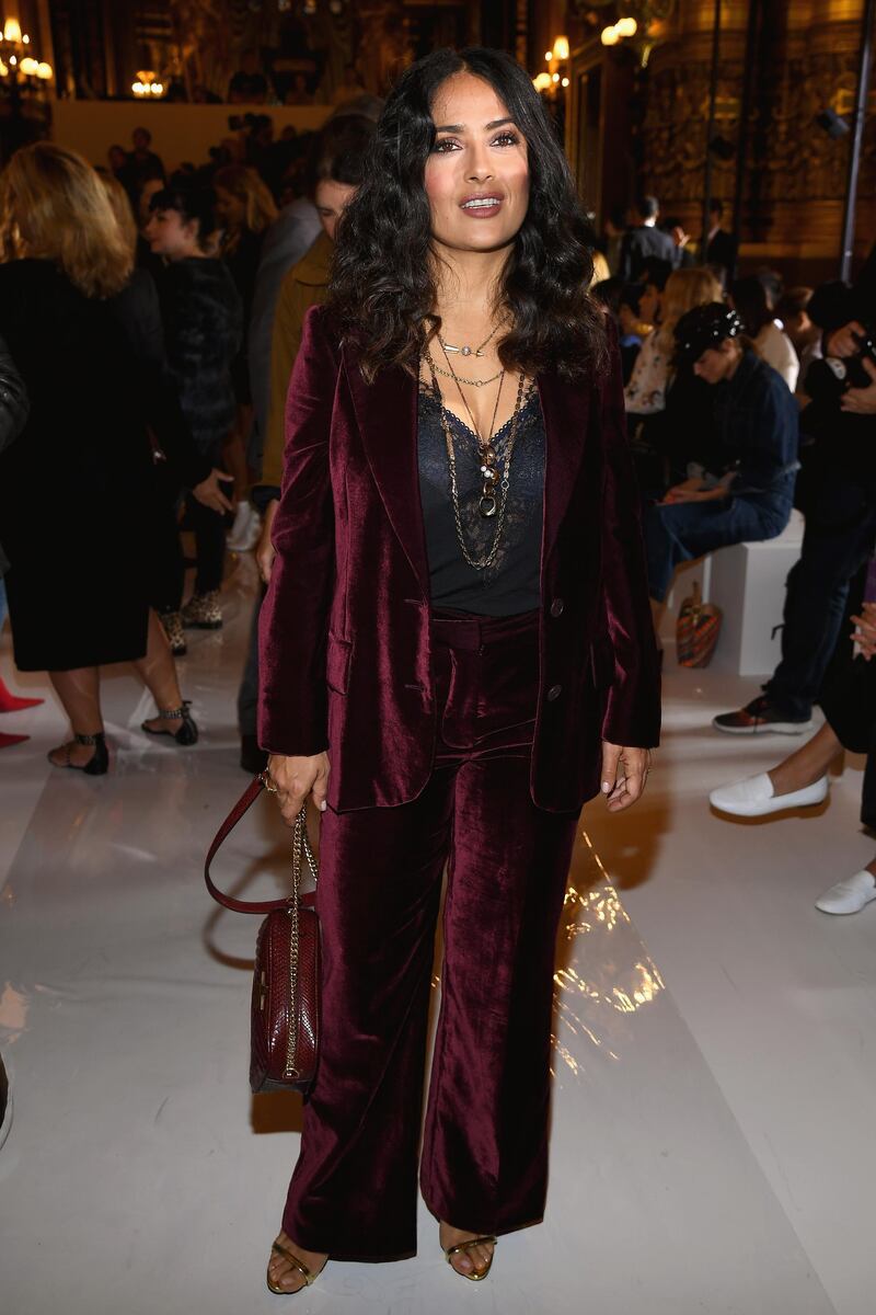 PARIS, FRANCE - OCTOBER 02:  Salma Hayek attends the Stella McCartney show as part of the Paris Fashion Week Womenswear  Spring/Summer 2018 on October 2, 2017 in Paris, France.  (Photo by Pascal Le Segretain/Getty Images)