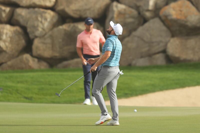 Tyrrell Hatton putts on the 12th green during Day Three of the Abu Dhabi HSBC Championship. Getty Images