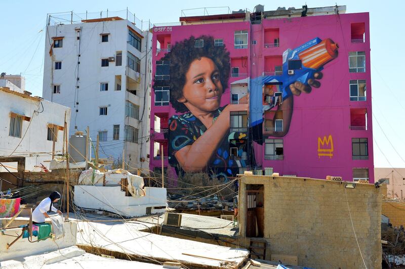 A Syrian and Palestinian refugees school with colourful paintings in Ouzai, south of Beirut, Lebanon. EPA