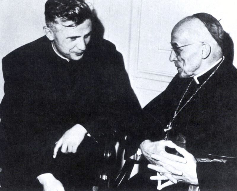 Joseph Ratzinger, a professor of theology, with Cologne's Cardinal Joseph Frings, who took him to the council at the Vatican as an adviser in the early 1960s. AFP