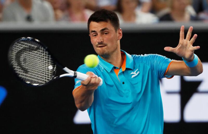 FILE PHOTO: Tennis - Australian Open - First Round - Margaret Court Arena, Melbourne, Australia, January 14, 2019. Australia's Bernard Tomic in action during the match against Croatia's Marin Cilic./File Photo