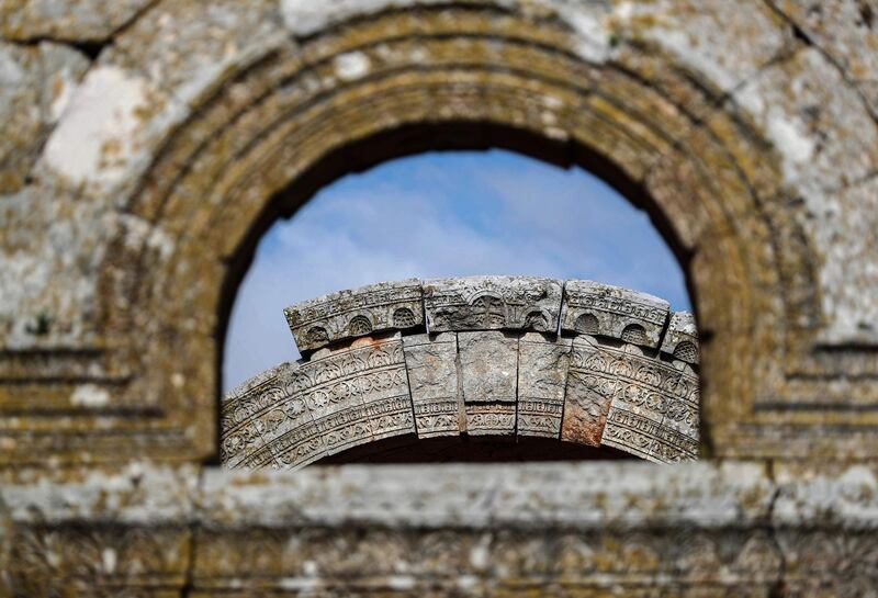 An adorned arc at the 5th-century basilica. AFP