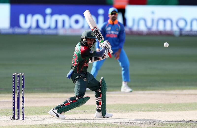 DUBAI , UNITED ARAB EMIRATES, September 28 , 2018 :- Mehidy Hasan of Bangladesh playing a shot during the final of Unimoni Asia Cup UAE 2018 cricket match between Bangladesh vs India held at Dubai International Cricket Stadium in Dubai. ( Pawan Singh / The National )  For News/Sports/Instagram/Big Picture. Story by Paul