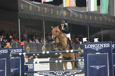 Abdullah Al Marri atop Sama Dubai during the Al Shira'aa Grand Prix at Al Forsan International Sports Resort in Abu Dhabi. Courtesy UAEERF