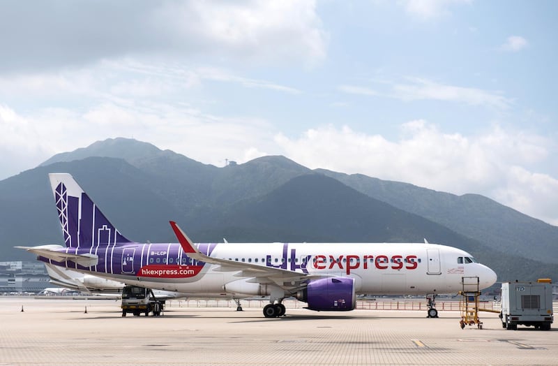 HONG KONG INTERNATIONAL AIRPORT, HONG KONG - 2018/10/14: Low-cost airline HK Express Airbus A320-200 plane is seen at Hong Kong international airport runway. (Photo by Miguel Candela/SOPA Images/LightRocket via Getty Images)