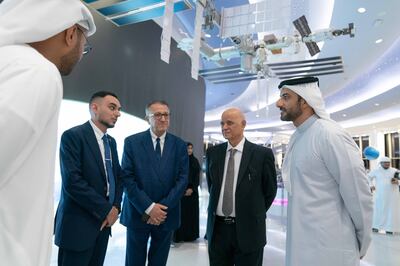Sheikh Sultan bin Ahmed Al Qasimi, Deputy Ruler of Sharjah, at the Sharjah Academy for Astronomy, Space Sciences and Technology for the launch. Photo: Wam