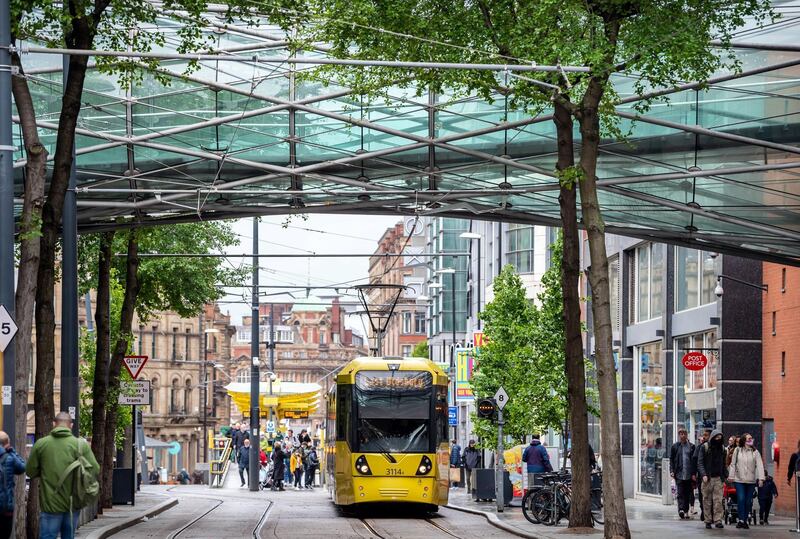 Feature on Manchester City FC at the Etihad complex and Manchester city centre.
PIC shows Corporation Street.