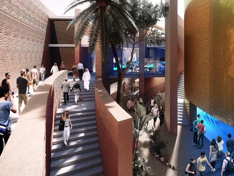 A work in progress, the UAE pavilion at the Milan Expo 2015 will be a window on the Emirati world for visitors to the event in May. Courtesy Ronald Schuurmans