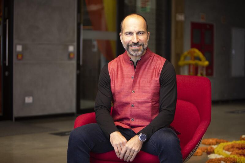 Dara Khosrowshahi, chief executive officer of Uber Technologies Inc., poses for a photograph in Bengaluru, India, on Wednesday, Oct. 23, 2019. Khosrowshahi vowed to get his company to profitability while pursuing growth from emergent arenas such as India, addressing investors' concerns about the ride-sharing company's mounting losses and global regulatory challenges. Photographer: Samyukta Lakshmi/Bloomberg