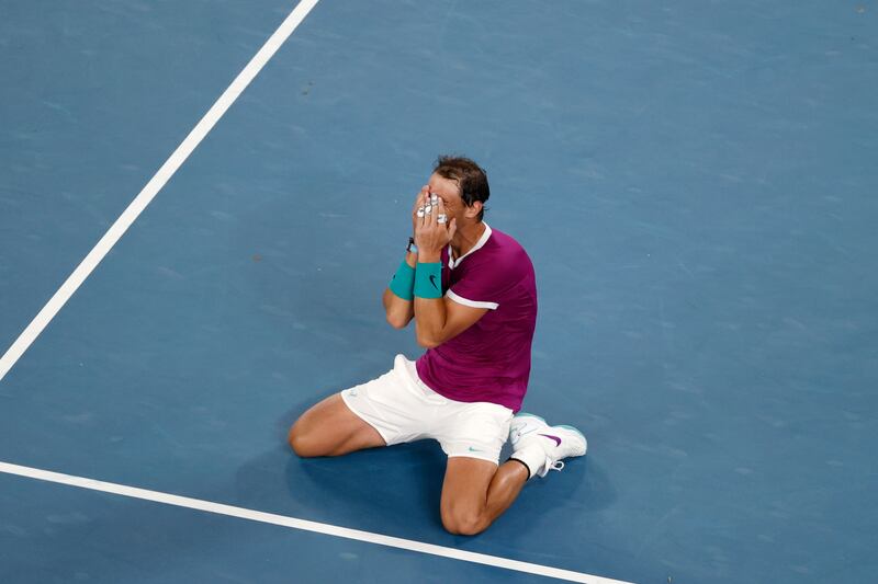 Rafael Nadal after beating Daniil Medvedev. AP