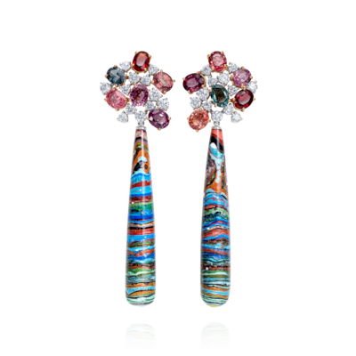 Deep Sea Prism earrings with spinels and chrysocolla. Photo: Karina Choudhrie