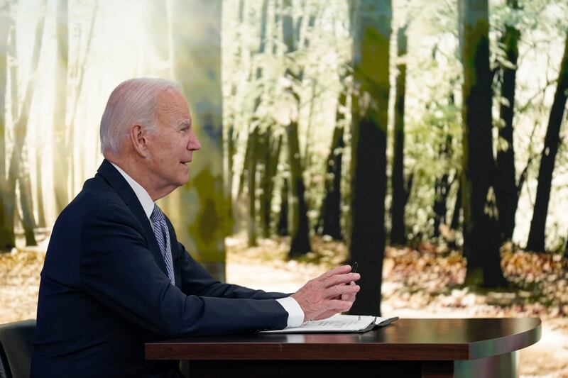 President Joe Biden speaks at the fourth virtual Major Economies Forum on energy and climate. AP